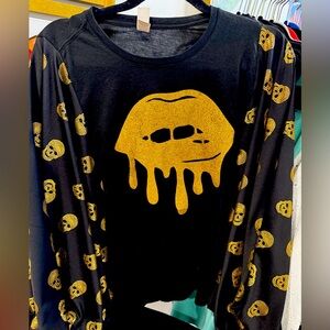 Glitter Lips And Skulls Upcycled Tshirt